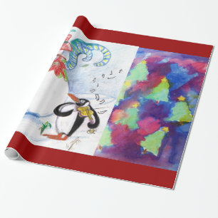 PAPIER CADEAU LA NEIGE, LA SÉRÉNADE DE PENGUIN ET LES XMAS COLOR