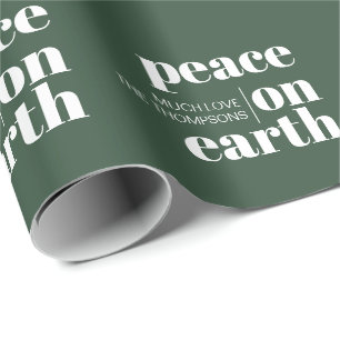 Papier Cadeau La Paix Sur Terre Noël Moderne Personnalisé