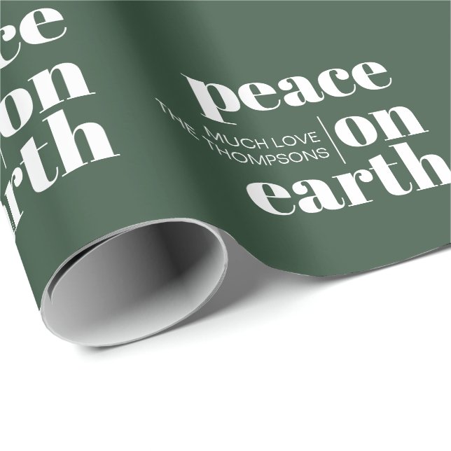Papier Cadeau La Paix Sur Terre Noël Moderne Personnalisé (Coin rond)