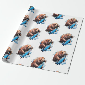 Papier Cadeau La Pêche Au Walrus Dans La Mer