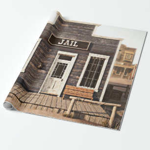 Papier Cadeau La prison de la ville occidentale rustique. 3d. Pa