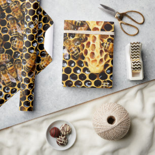 Papier Cadeau La ruche d'abeilles avec le peigne de miel