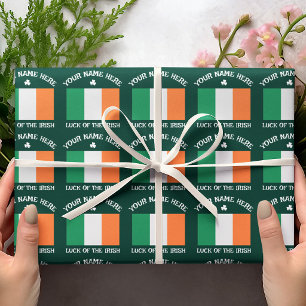 Papier Cadeau La Saint-Patrick Drapeau de l'Irlande Nom personna