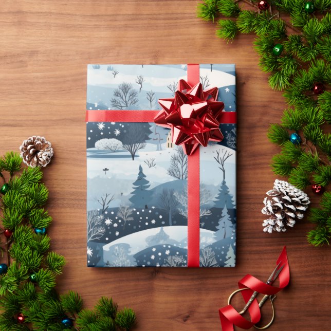 Papier Cadeau La Scène des merveilles de l'hiver (Cadeau de vacances)