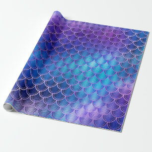 Papier Cadeau La sirène mesure le rose bleu métallique de mari