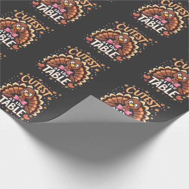 Papier Cadeau La Turquie à la table drôle Thanksgiving (Coin)