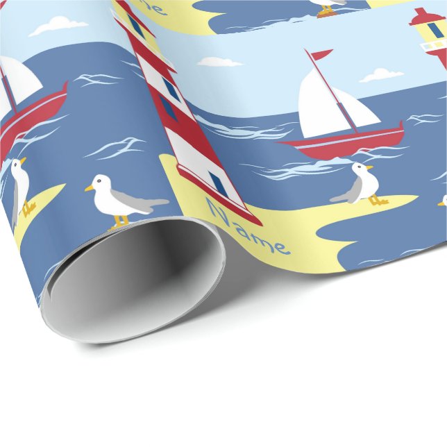 Papier Cadeau La vie est une aventure Nautique garçon Godson Cad (Coin rond)
