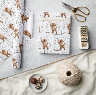 Papier Cadeau Labradoodle Doodling Joyeux anniversaire