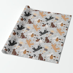 Papier Cadeau Labradoodle / Os et pattes d'endoodle doré