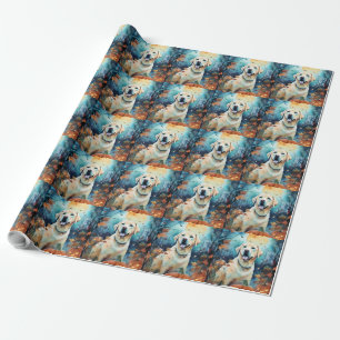Papier Cadeau Labrador Halloween avec la peur Citrouille