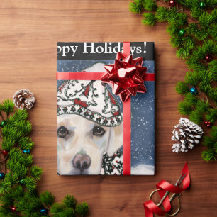 PAPIER CADEAU LABRADOR RETRIEVER BLANC 