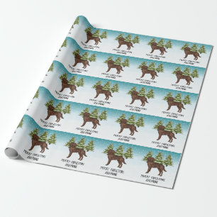 Papier Cadeau Labrador Retriever Chocolat Noël Texte Personnalis