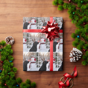 Papier Cadeau Labrador Retriever noir de Noël avec un bonhomme d