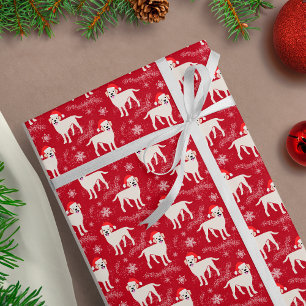 Papier Cadeau Labrador Retrivers in Christmas Snowflakes Casquet
