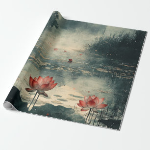 Papier Cadeau Lac Lotus au Clair de Lune (2)