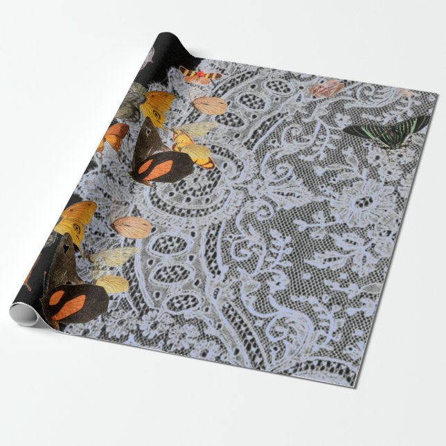 PAPIER CADEAU LACE ANTIQUE AVEC PAPIER À BOUTEILLES (Déroulé)