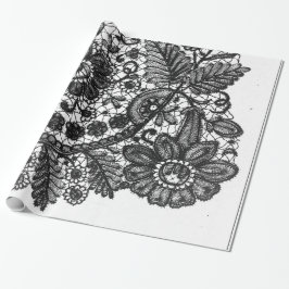 PAPIER CADEAU LACE MOTIF EN LACE NOIRE ET BLANCHE