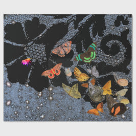 PAPIER CADEAU LACE MOTIF TWILIGHT ET BUTTERFLIS CADEAU WRAP