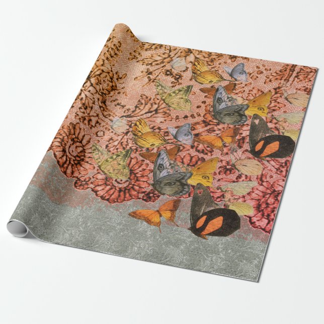 Papier Cadeau LACE William Morris ET BOUTEILLES D'ENVELOPPEMENT  (Déroulé)