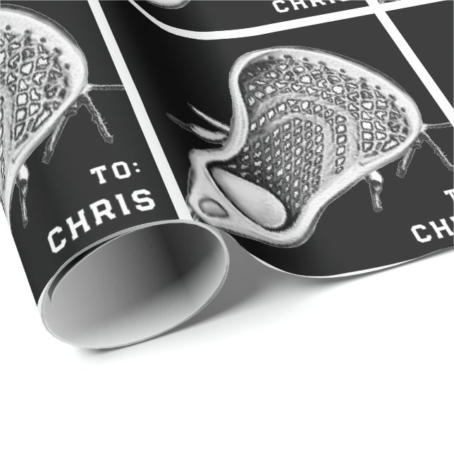 Papier cadeau Lacrosse personnalisé (Coin rond)