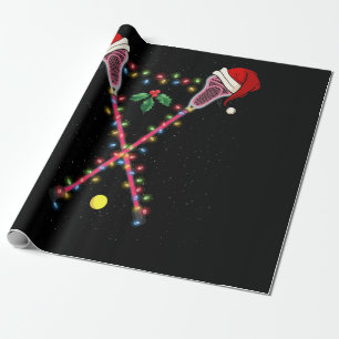 Papier Cadeau Lacrosse Santa Hat Noël Lumières Sport