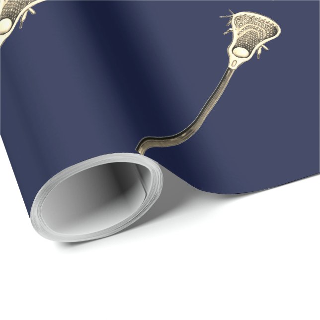 Papier Cadeau Lacrosse Sports Cadeau (Coin rond)