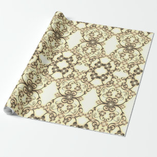 Papier Cadeau Lacy Look of Flowers Golden Sepia