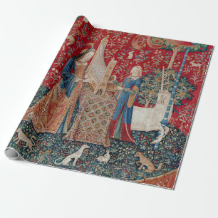 Papier Cadeau Lady and Unicorn Medieval Tapestry Hearing