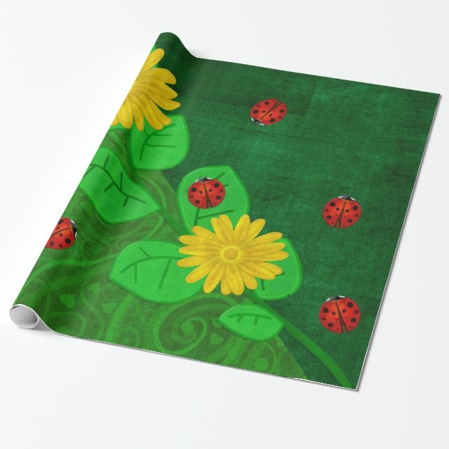 Papier Cadeau Ladybug Whimsey 3D Folk Art (Déroulé)