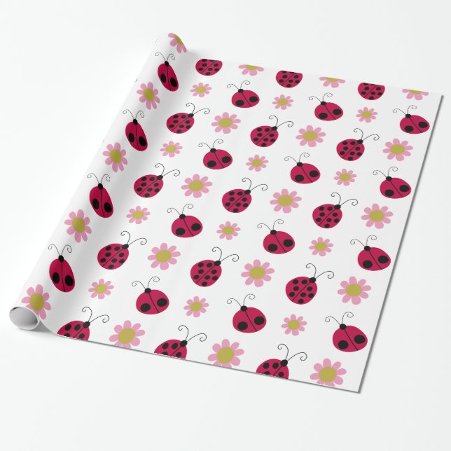 Papier Cadeau Ladybugs et fleurs (Déroulé)