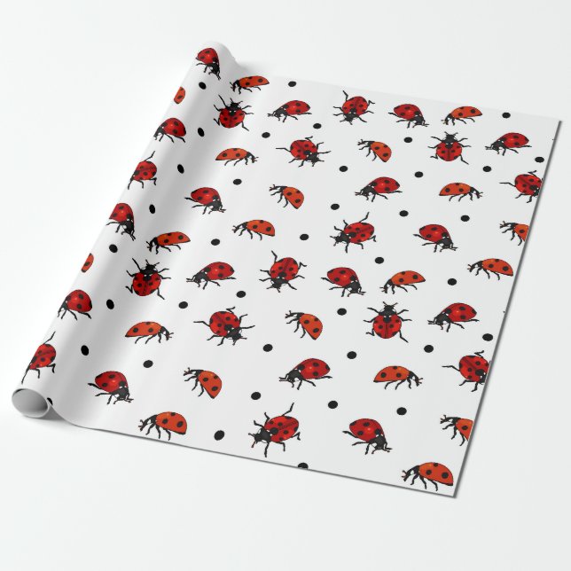 Papier Cadeau Ladybugs et Ladybirds Pois (Déroulé)