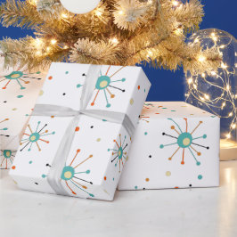 Papier Cadeau L'Âge Atomique turquoise Et Orange Commence Au Mil