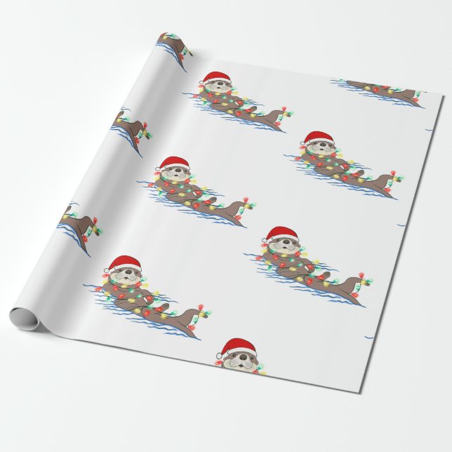 Papier Cadeau laide noël santa claus otter (Déroulé)