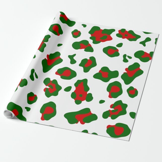 Papier Cadeau laide poster de animal léopard de Noël (Déroulé)