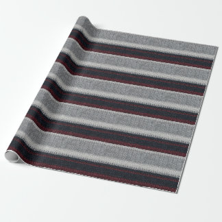 Papier Cadeau Laine de tricot : rouge, rayures blanches.