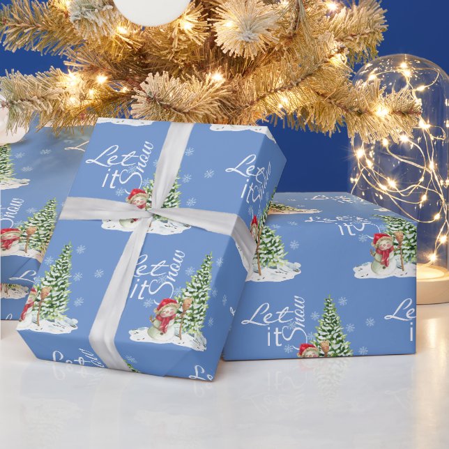 Papier Cadeau Laisse-le neiger | Beau Noël bleu (Vacances)