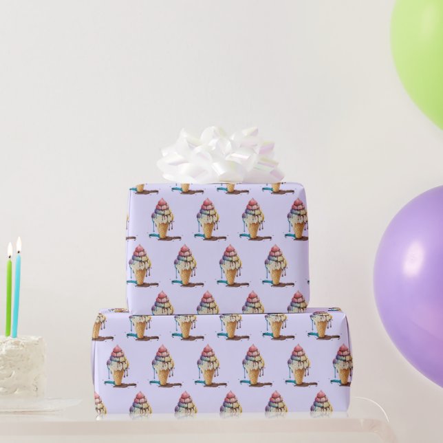 Papier Cadeau Laisser couler le cône de crème glacée (Cadeaux de fête)