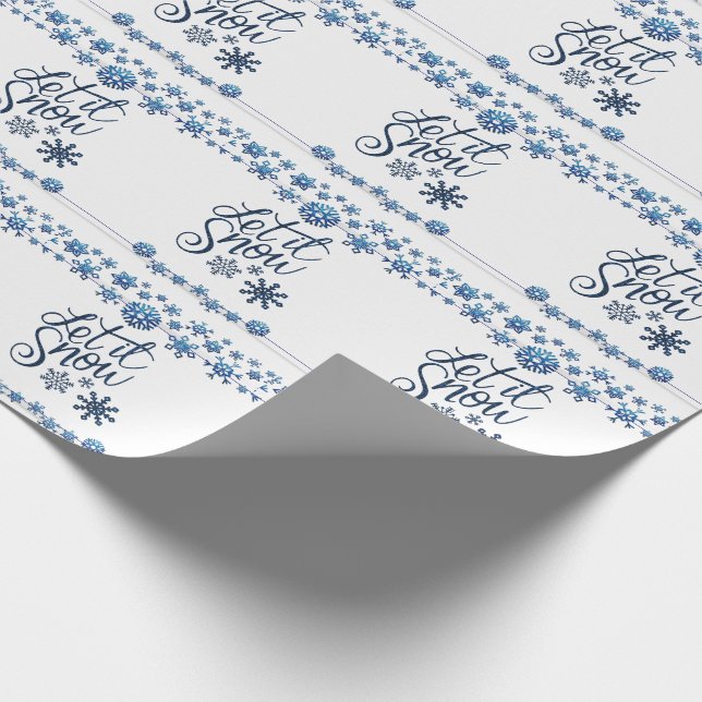 Papier Cadeau Laisser la neige Bleu blanc papier d'enveloppement (Coin)