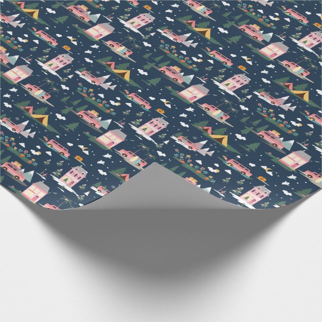 Papier Cadeau Laisser l'aventure commencer Chic rose Retro Van T (Coin)