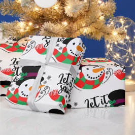 Papier Cadeau Laisser neiger Noël Snowman