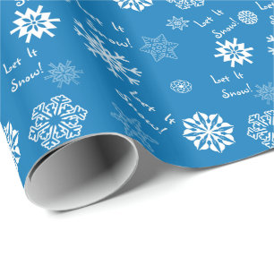 Papier Cadeau Laissez-le neiger - Bleu