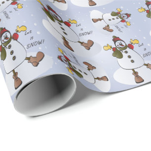 Papier Cadeau Laissez lui neiger Noël de bonhomme de neige