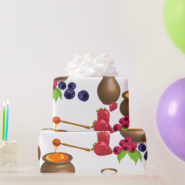 Papier Cadeau Lait et miel avec baies Alimentation rustique (Créateur téléchargé)