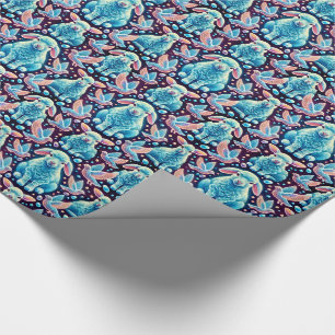 Papier Cadeau LAMBS ~ Nuances Motifs BLEU ~
