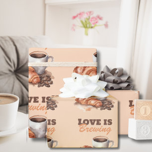 Papier Cadeau L'amour brasse du café Fête des mariées française