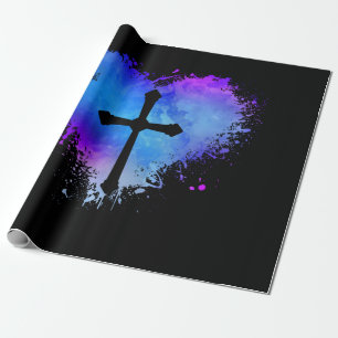 Papier Cadeau L'Amour de Jésus  Croix chrétienne Amour Coeur F