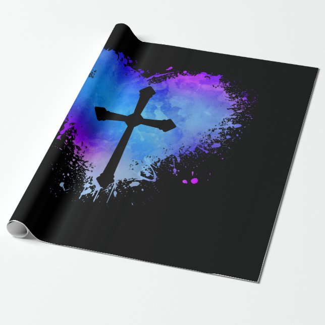 Papier Cadeau L'Amour de Jésus| Croix chrétienne Amour Coeur Fai (Déroulé)