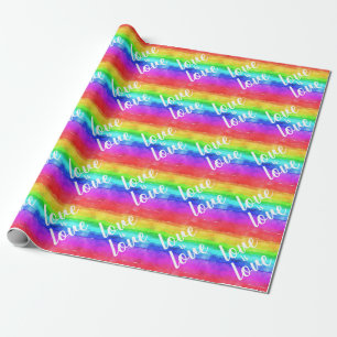 Papier Cadeau L'amour est amour  Aquarelle Arc-en-ciel  PRIDE