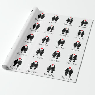 Papier Cadeau L'amour est amour (les femmes) + Coeur