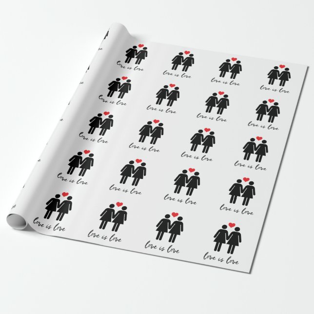 Papier Cadeau L'amour est amour (les femmes) + Coeur (Déroulé)